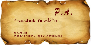 Praschek Arzén névjegykártya